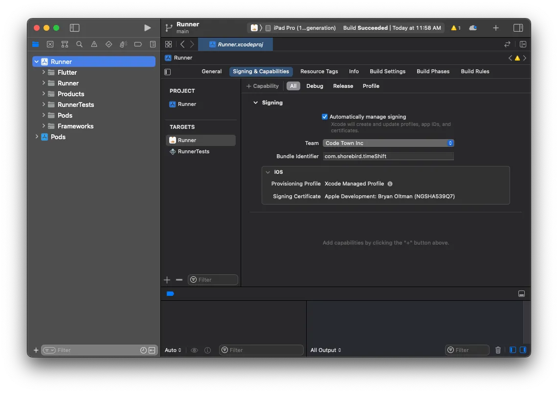 Xcode development team