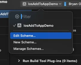 Xcode edit schemes