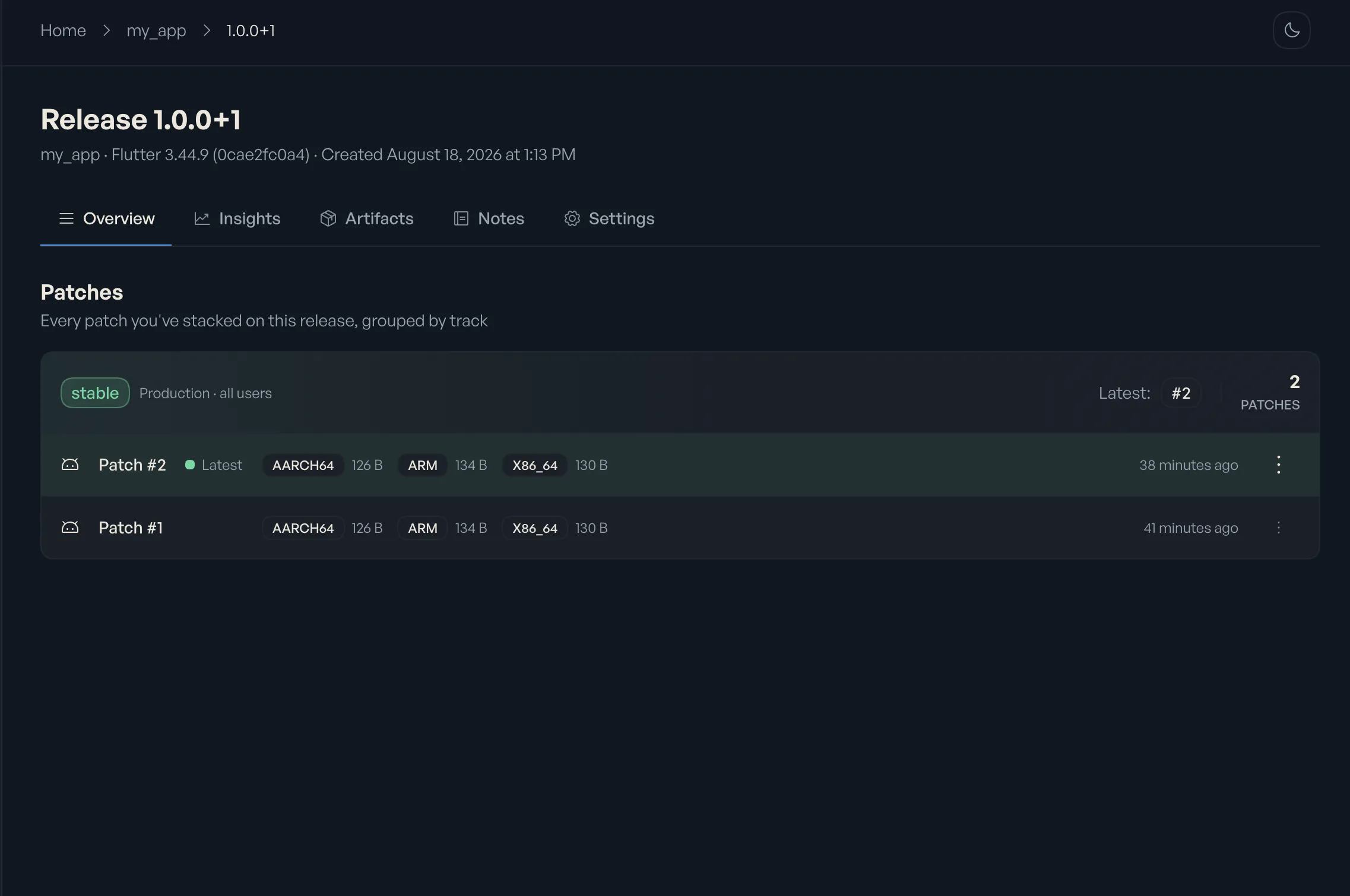 Screenshot of rolling back a patch
