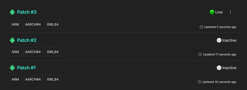 The Shorebird Console showing three patches, with patch 3 as the active patch