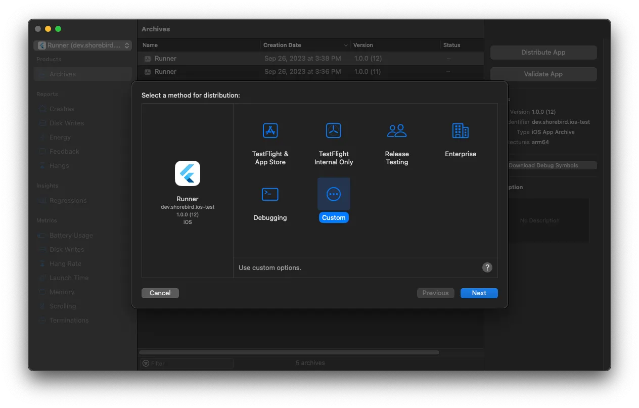 Xcode distribution method 1