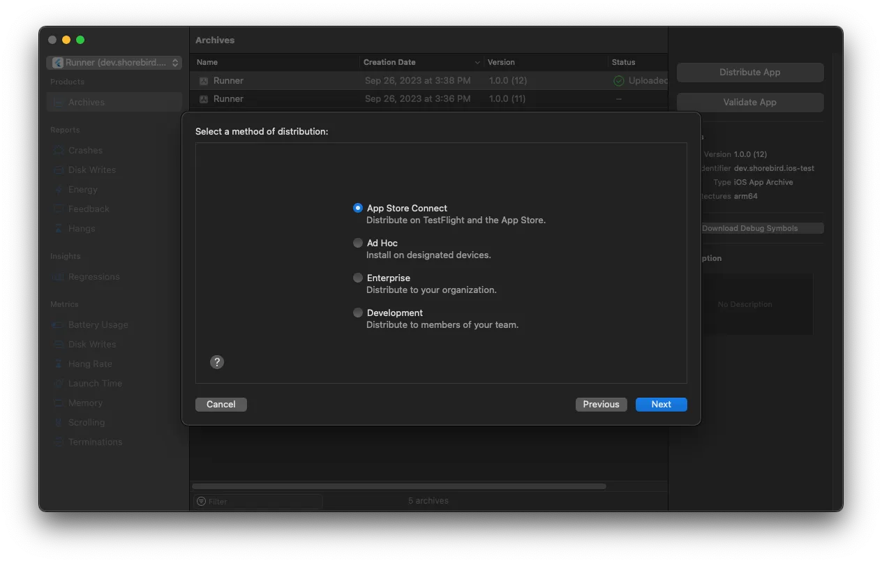 Xcode distribution method 2