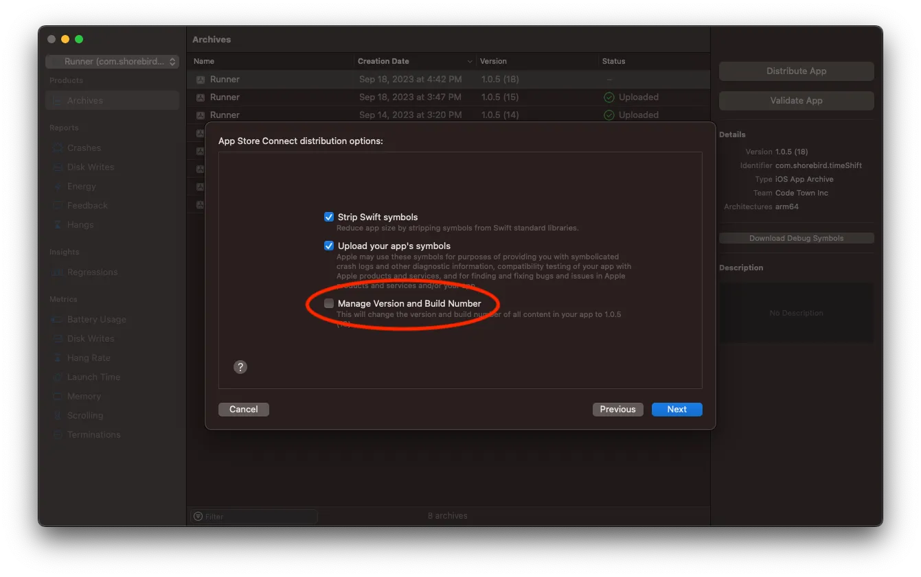 Xcode distribution options